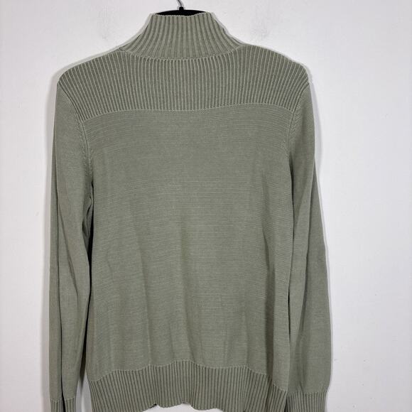 Ruff Hewn Men Large Cotton Knit Full Zip Front Cardigan Sweater Sage Green Vtg - Picture 4 of 5